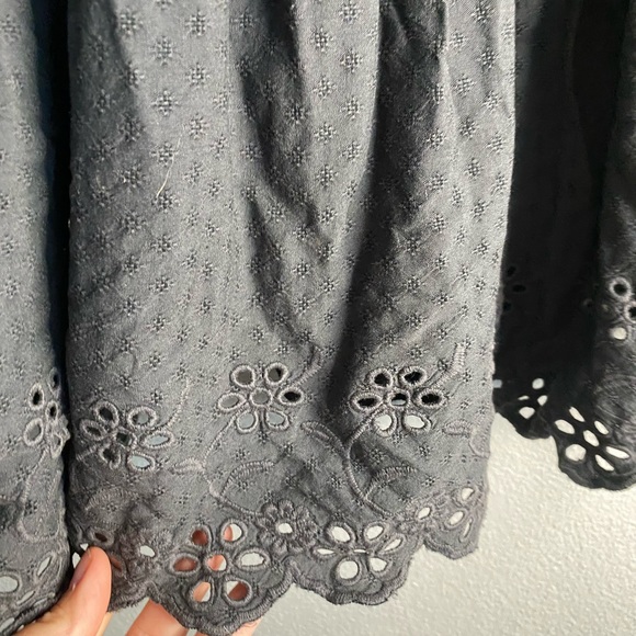 Universal Thread Dress Size Large Long Sleeve Eyelet Grey Boho Ruffle Lagenlook - Picture 5 of 10